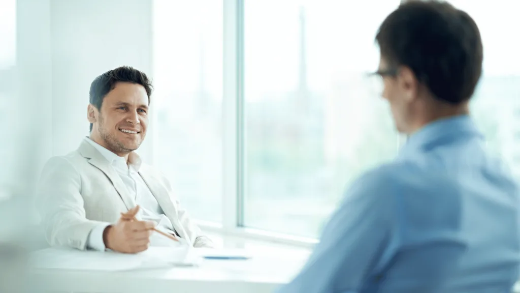 Business owner conducting interviews