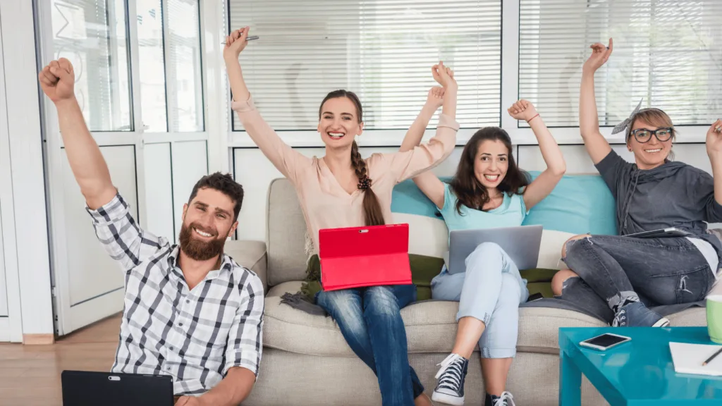 Remote team members having a meeting