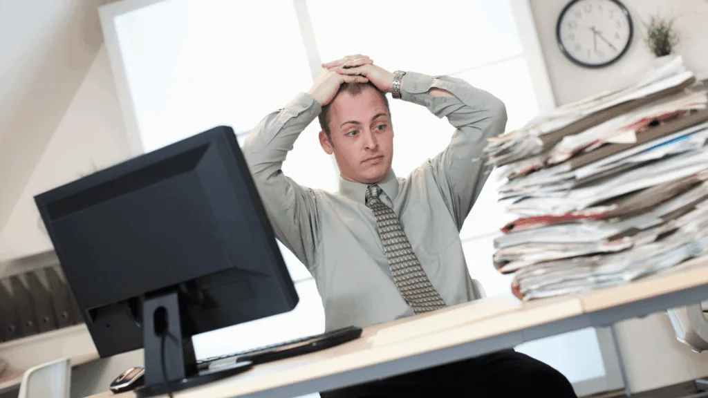 Founder of small businesses getting flustered and overwhelmed dealing with customers