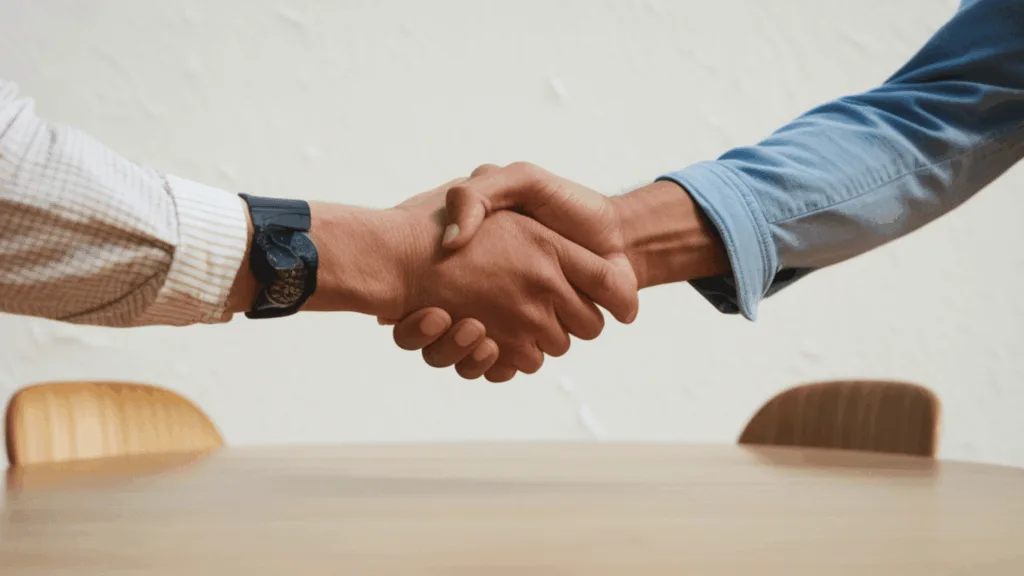 Close up of a handshake between onboarding partner and company